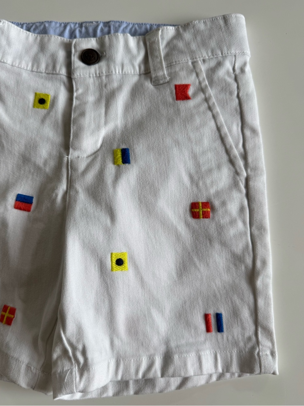 Janie and Jack 🧵 Pair of Shorts with Colorful Flag Embroidery